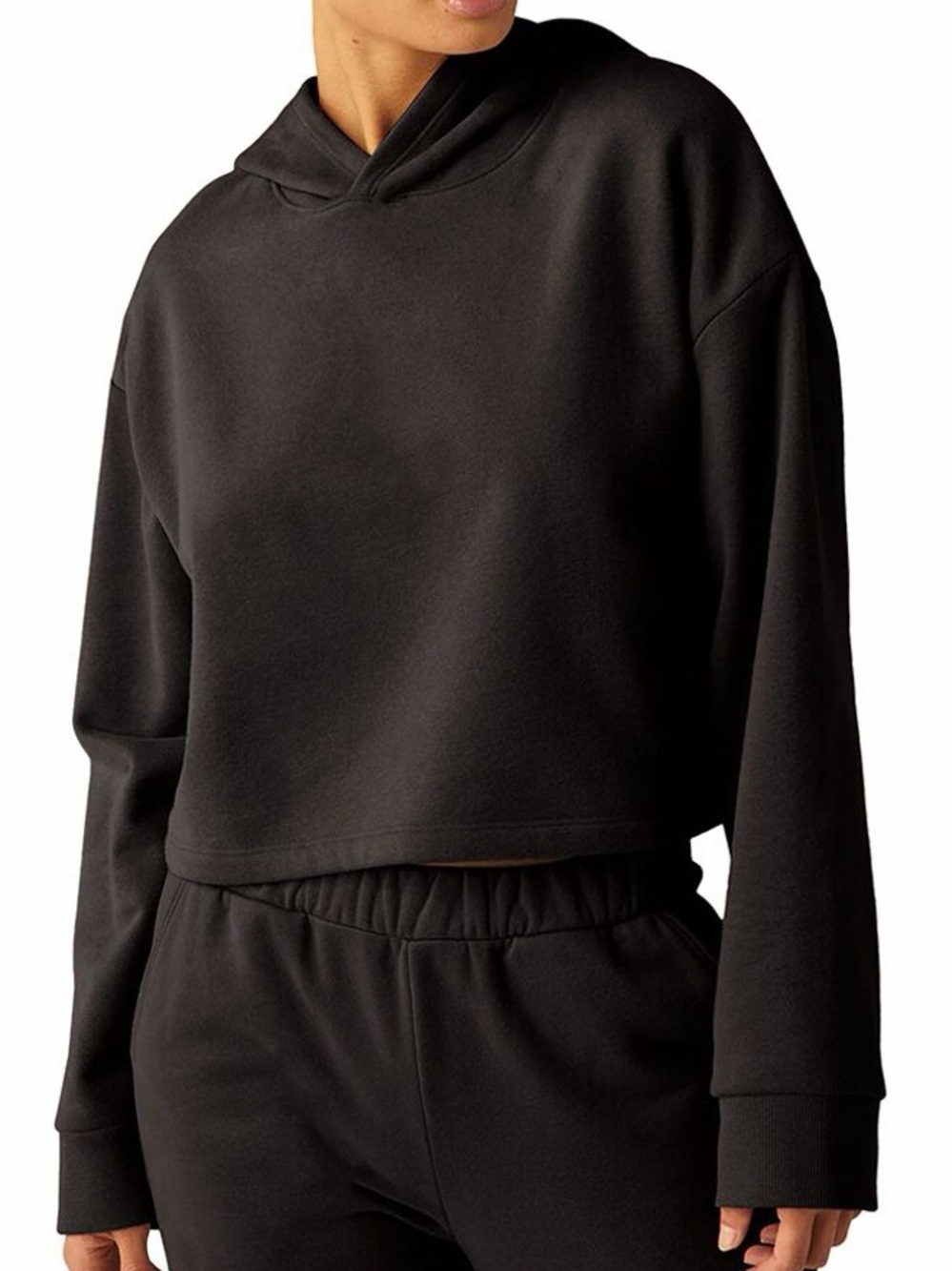 Beyond Yoga Happiness Cropped Pullover‎ Hoodie Medium Black Sweatshirt